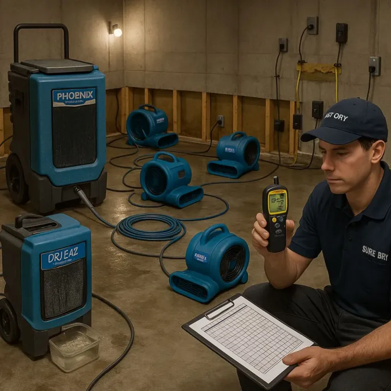 Structural Drying and Dehumidification process in Parlier, CA